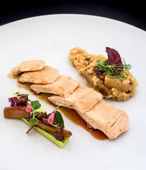 Куриная грудка с грибным ризотто